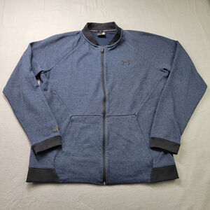 Under Armour Men's XL Unstoppable Double Knit Bomber Jacket Navy Blue Full Zip